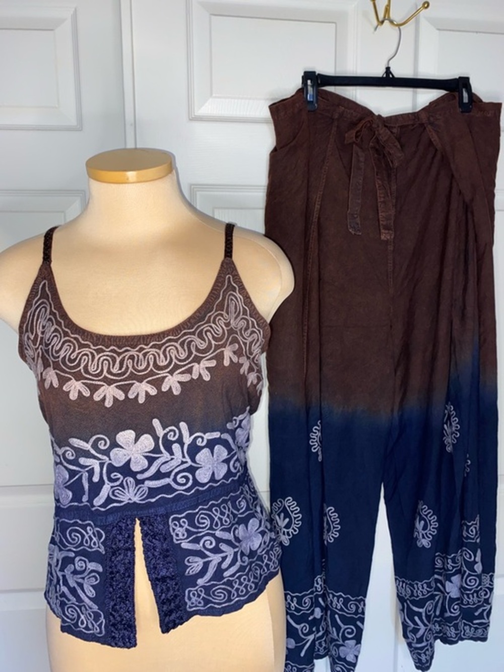 2 PC SET Shoreline Festival Hippie Rayon Pants & Top, NWOT, One Size Fits All